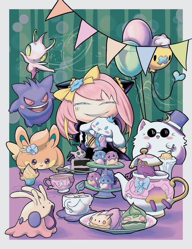 stephanie's birth-tea party, pokemon, sanrio, and jujutsu kaisen, 2022